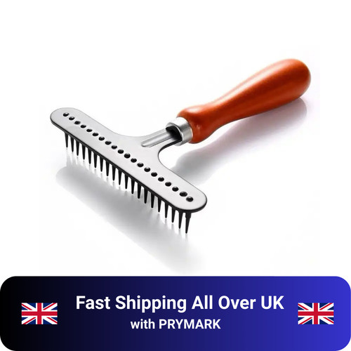 Wood carpet groomer rake - groomer,