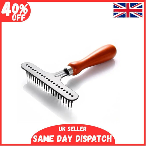 Wood carpet groomer rake - wood,