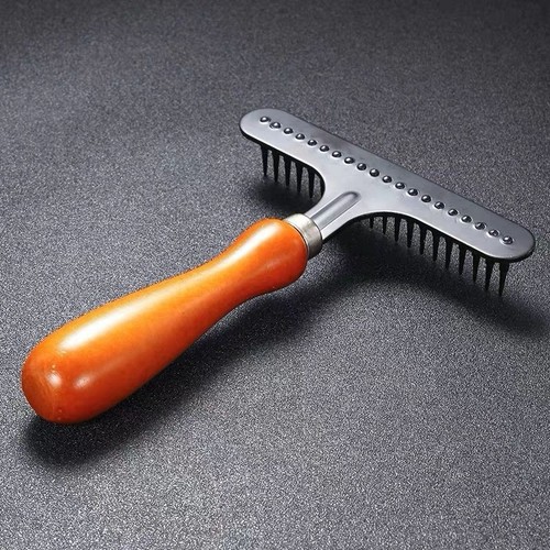 Wood carpet groomer rake - carpet,